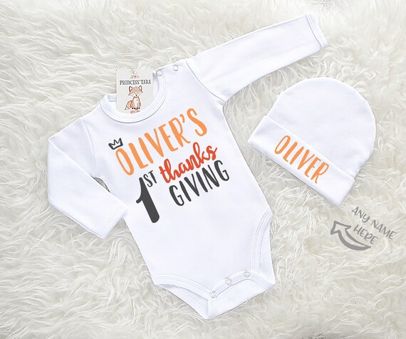 BABY/'S FIRST THANKSGIVING Shirts-Toddler First Thanksgiving Shirt-Infant Thanksgiving Baby Romper-First Thanksgiving Infant Bodysuit-Custom