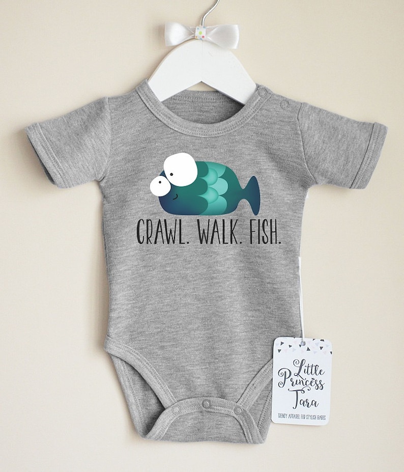 Crawl Walk Fish Baby Romper. Baby Fishing Clothes. Infant Baby Etsy