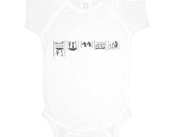 Hieroglyphics Baby Onesie: Egyptian Print Cotton Bodysuit