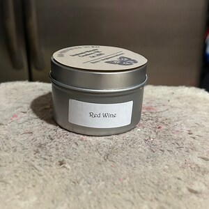 Red Wine 4 ounce Small Tin Soy Candle