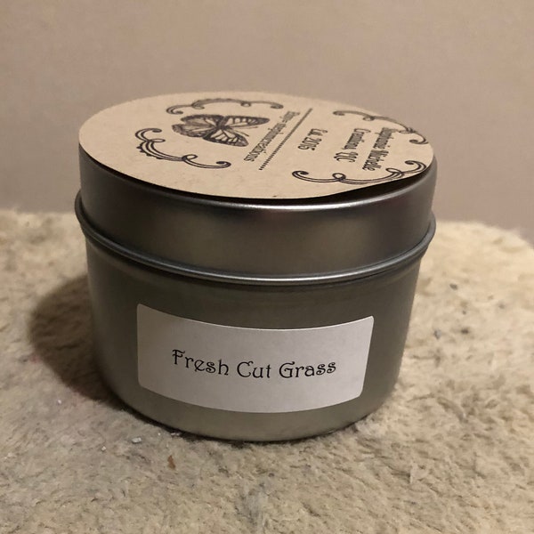 Fresh Cut Grass 4 ounce Small Tin Soy Candle