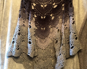 Womens Handmade Lace Shawl - Shades of Grey