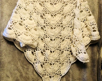 Womens Handmade Lace Shawl - White