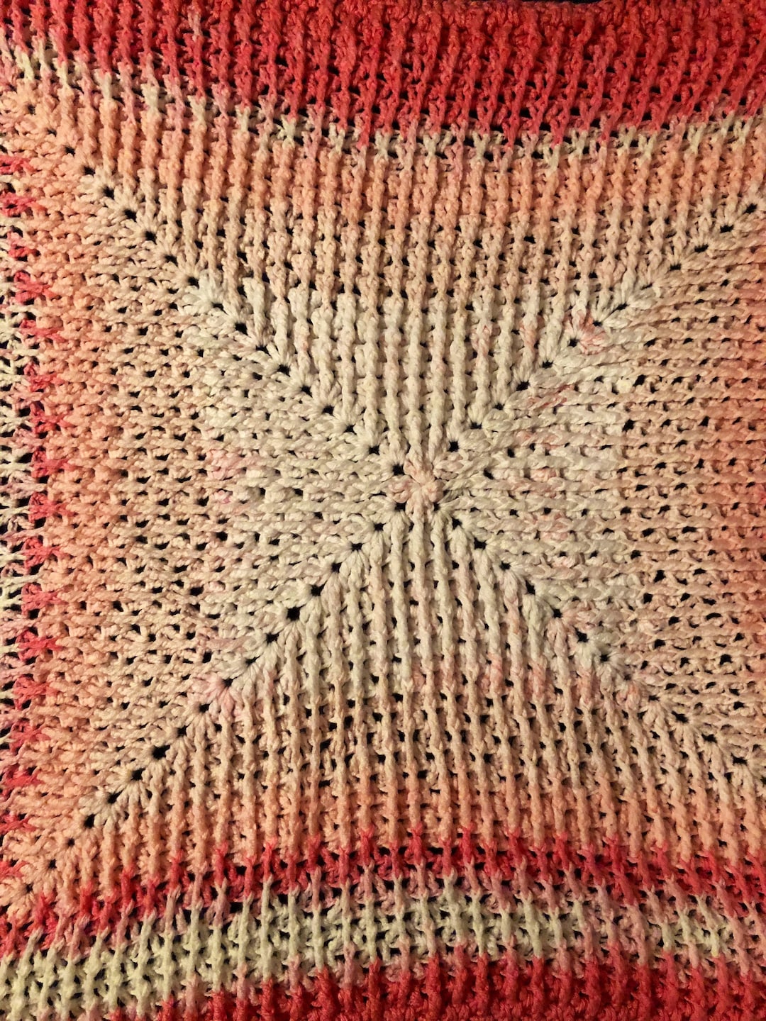 Pink Ombré Crochet Baby Blanket Cable Knit Pattern Etsy UK