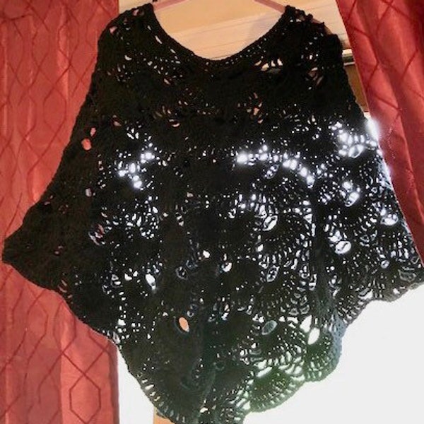 Women's Black Solid Longline Poncho