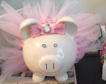 Large Pink Ballerina Tutu Piggy Bank