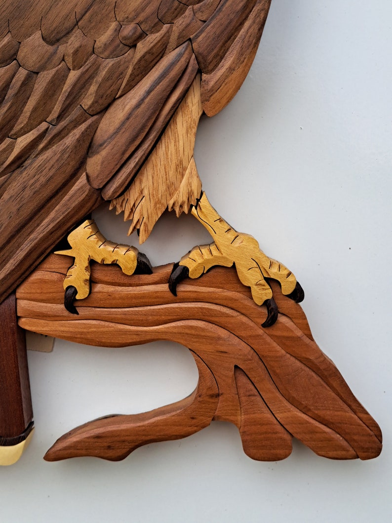 Redtailed Hawk Wood Intarsia Scroll Saw Art Wall Hanging Etsy