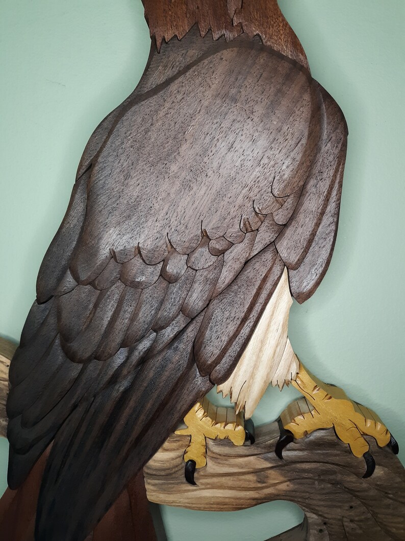 Redtailed Hawk Wood Intarsia Scroll Saw Art Wall Hanging Etsy