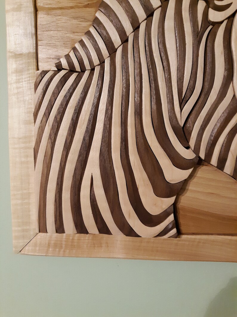 Zebra Wood Intarsia Wall Hanging Scroll Saw Art Etsy Canada