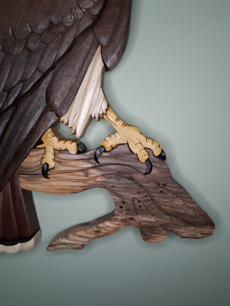 Redtailed Hawk Wood Intarsia Scroll Saw Art Wall Hanging Etsy