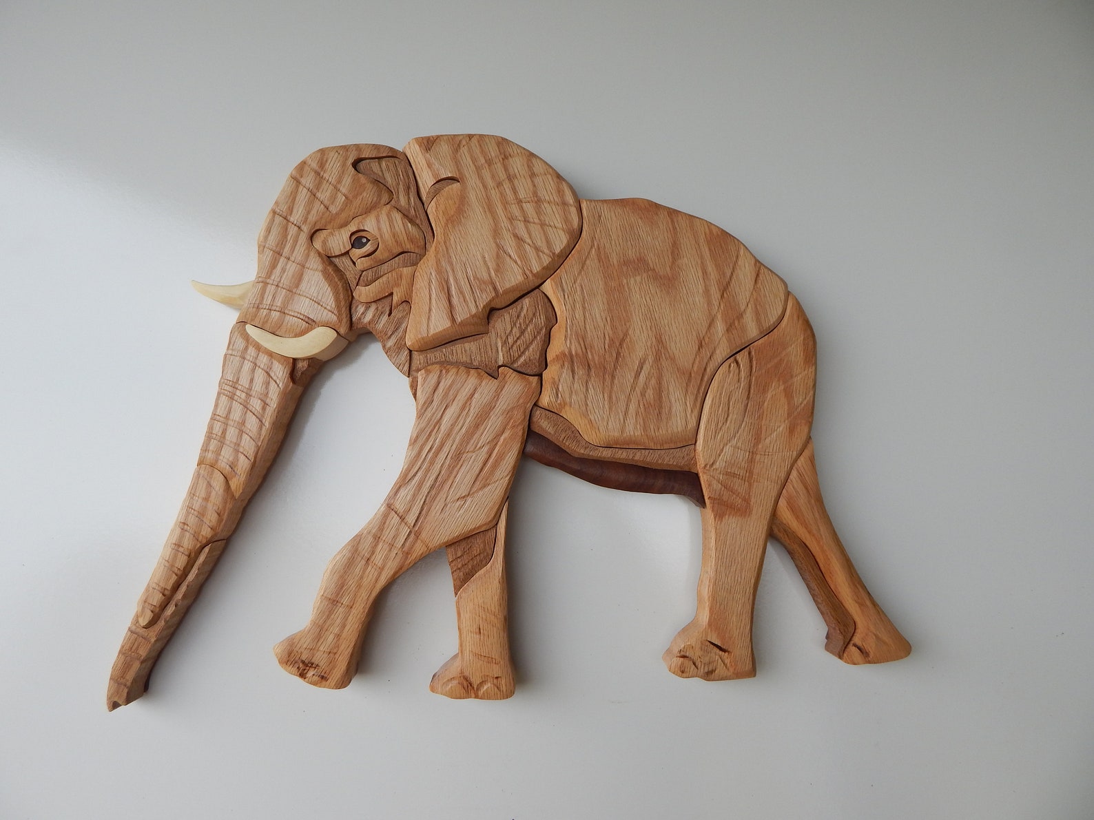 Elephant Wood Intarsia Wall Hanging Handcrafted Scroll Saw Etsy