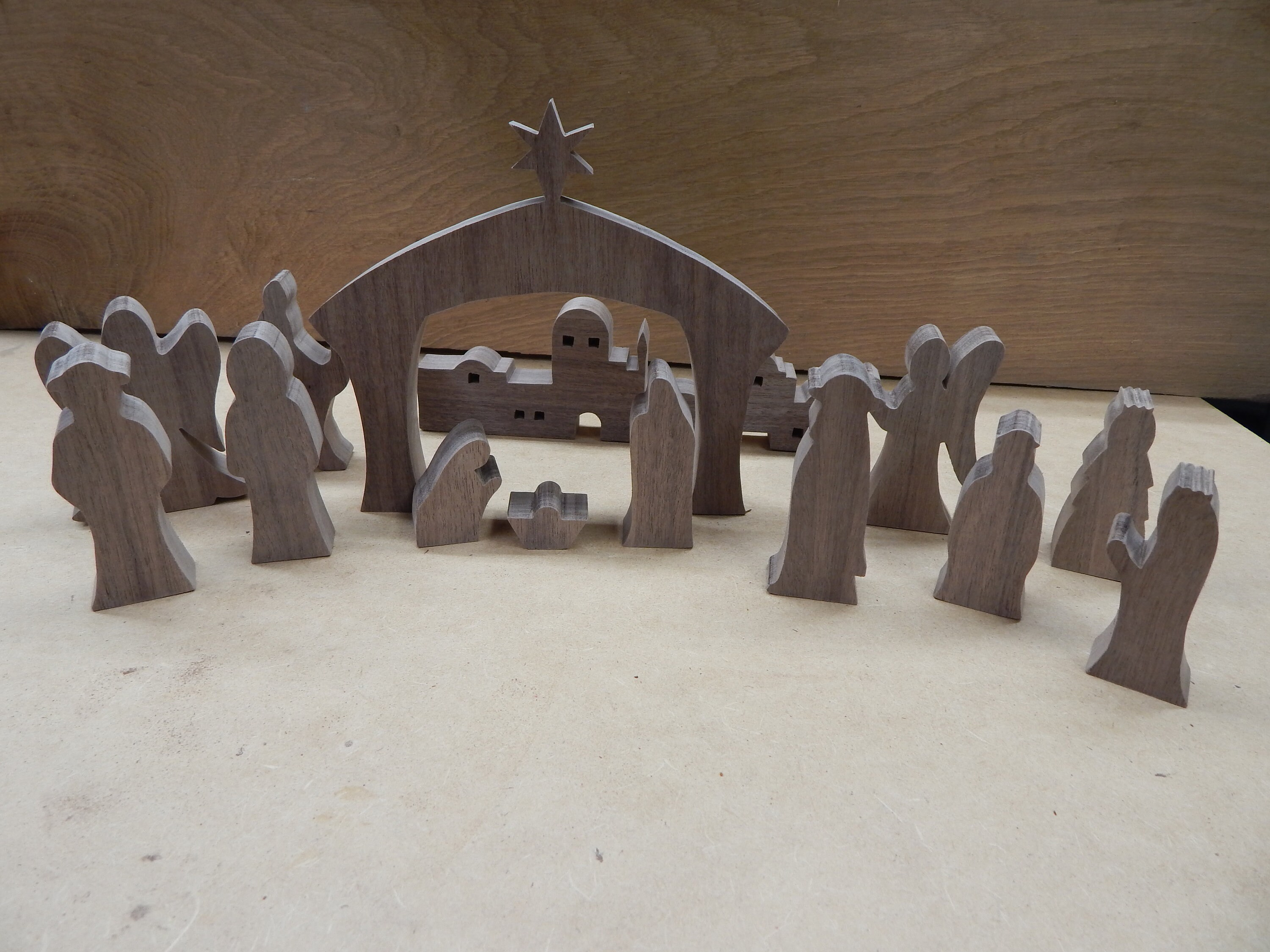Nativity Miniature Set 14 Piece Wood Intarsia Scroll Saw Art Etsy