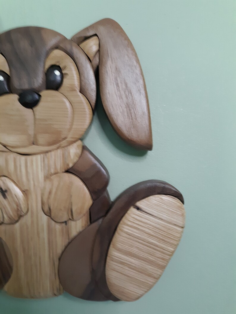 Bunny Rabbit Wood Intarsia Scroll Saw Art Wall Hanging Etsy