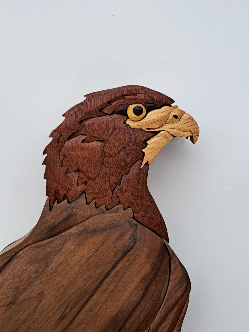 Redtailed Hawk Wood Intarsia Scroll Saw Art Wall Hanging Etsy