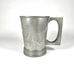 Unusual Vintage Chinese Tankard, Kut Hing Pewter, Chinese