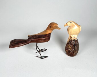 Vintage Tagua Nut Bakelite Eagle and Carved Wood Shore Bird