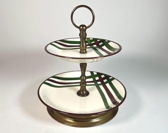 Vintage Bel-Air Vernonware Two Tier TidBit Serving Tray with Brass Base S5