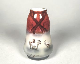 Antique Mountain Goat Royal Bayreuth Bavaria Porcelain Vase