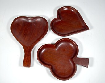 Heart, Club, and Spade Wood Tray Set