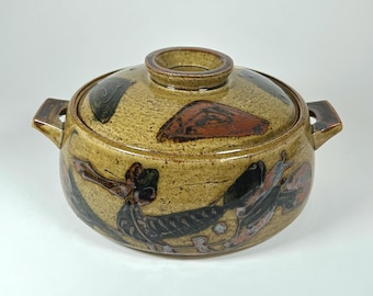 Vintage Otagiri Stoneware Casserole Dish with Lid - 1970s Floral Design #B11