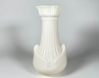 Belleek Ireland Porcelain Moore Vase in Cream with Gold Rim