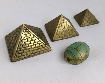 Stackable Egyptian Pyramid Figure and Scarab Beetle Bead #B1
