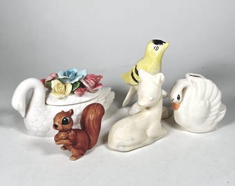 Group of Small Ceramic Figurines - Woodland Creatures and Birds
