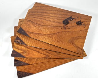 Handmade Japanese Lacquered Wood Sushi Tray or Placemat Set / 5