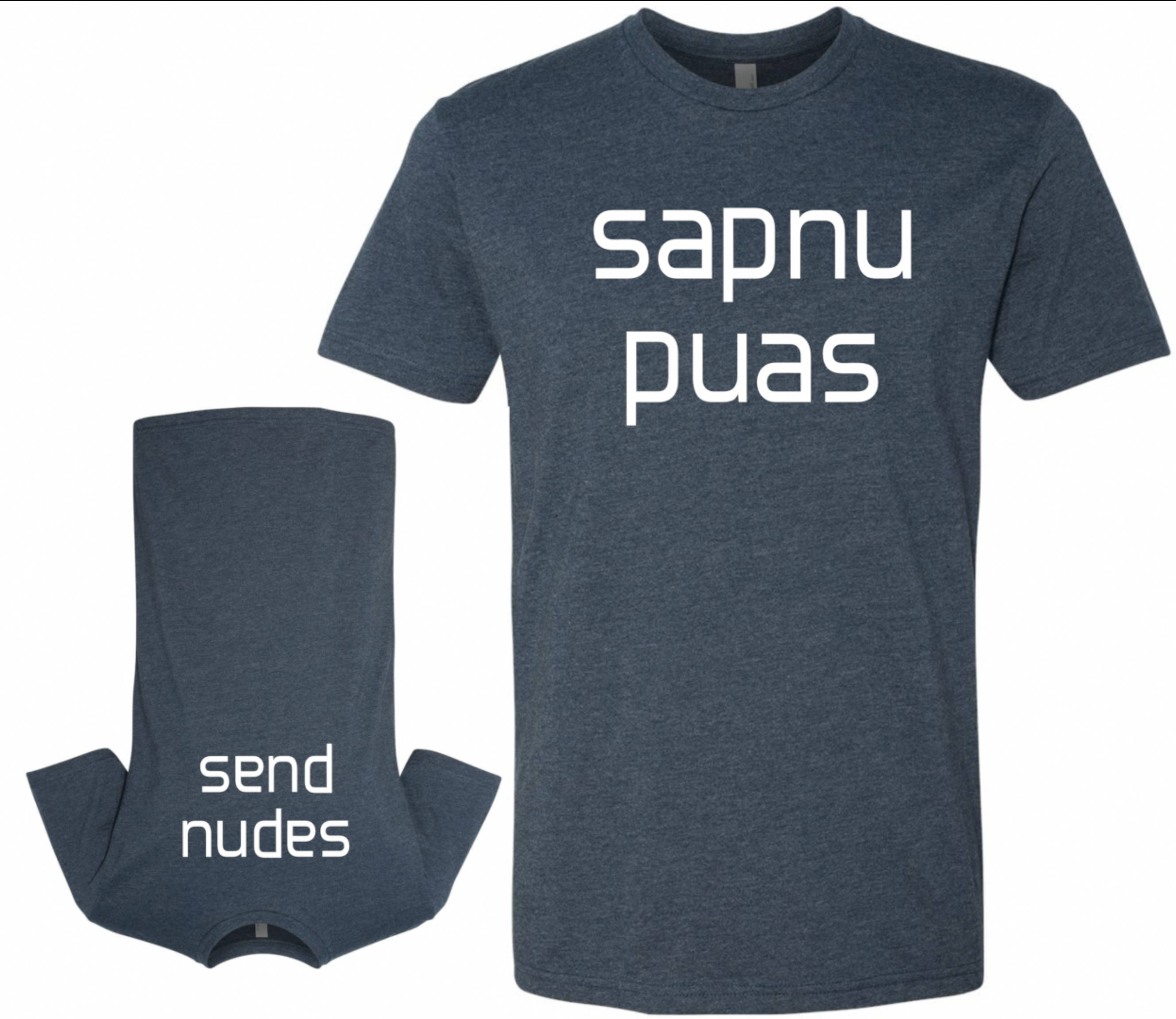 SAPNU PUAS Shirt Vintage Look White Ink on Navy Send Noods | Etsy