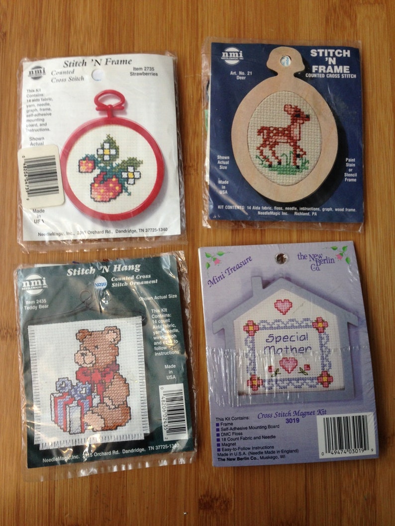 Stitch n Frame Inc and The New Berlin Company Lot #1 of vintage cross stitch kits Needle Magic FREE SHIPPING