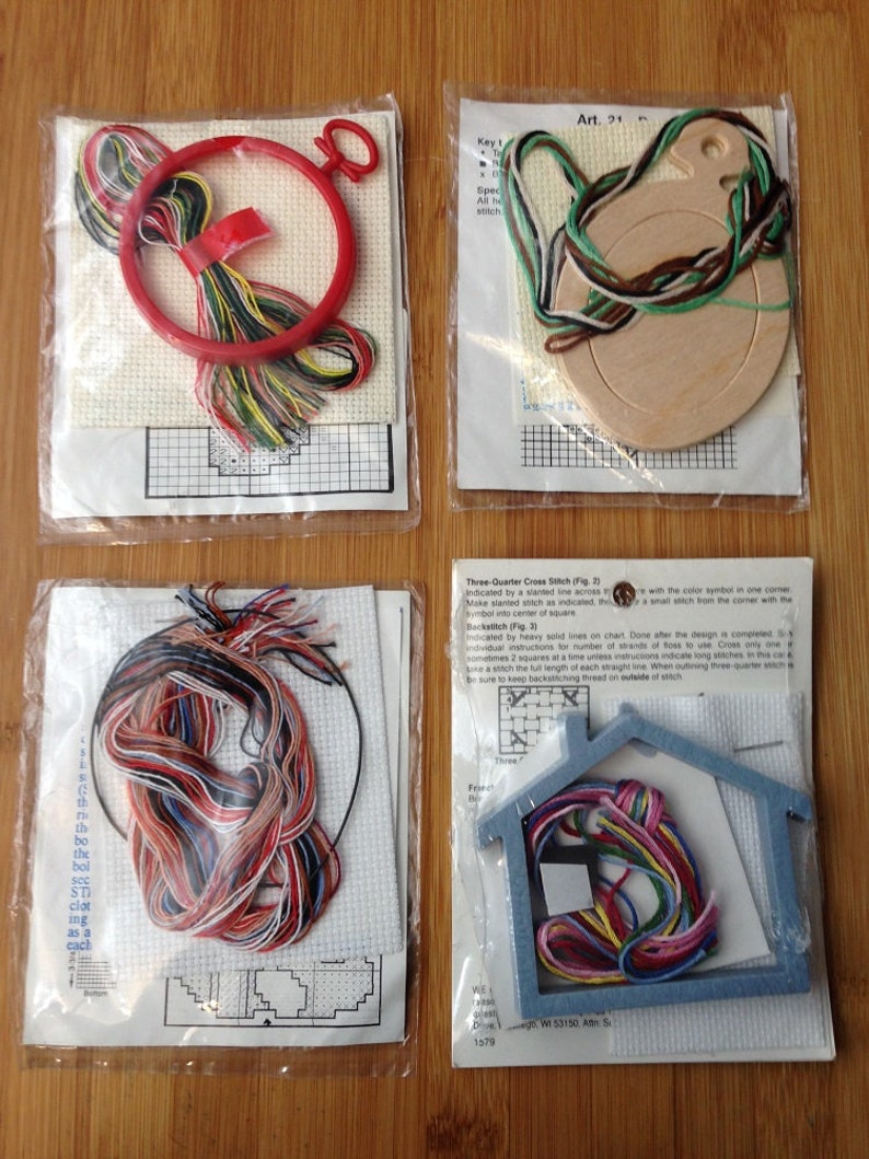 Stitch n Frame Inc and The New Berlin Company Lot #1 of vintage cross stitch kits Needle Magic FREE SHIPPING