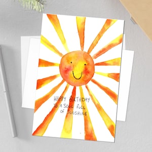 Sonnenschein Geburtstagskarte Digitaler Download, alles Gute zum Geburtstag Karte, Druckbare Geburtstagskarte, Soul Full of Sunshine Karte, DIY Geburtstag Geschenkkarte