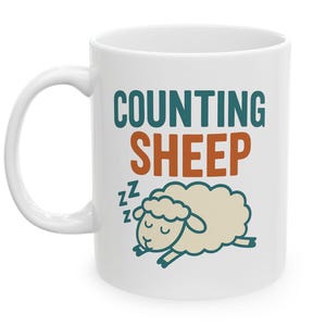 Coffee Mug: Cartoon Sheep Design - Dishwasher and Microwave Safe