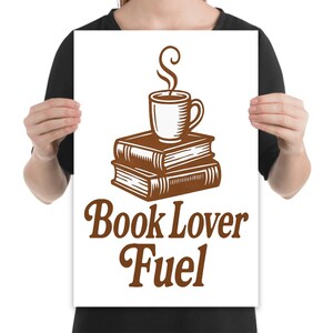 Book Lover Wall Art, Vintage Stack of Books, Coffee Steam (13x19 Print)