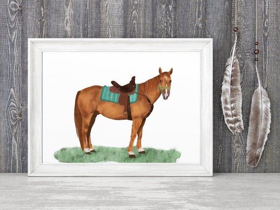 Horse Wall Print Cowgirl Bedroom Decor Horse Nursery Wall Art Horse Baby Shower Gift Horse Kids Decor Large Horse Print