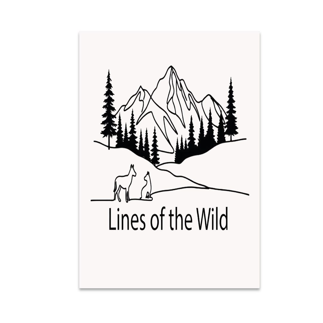 Continuous Line Landscape Print - Minimalist Mountain and Forest Art - Etsy