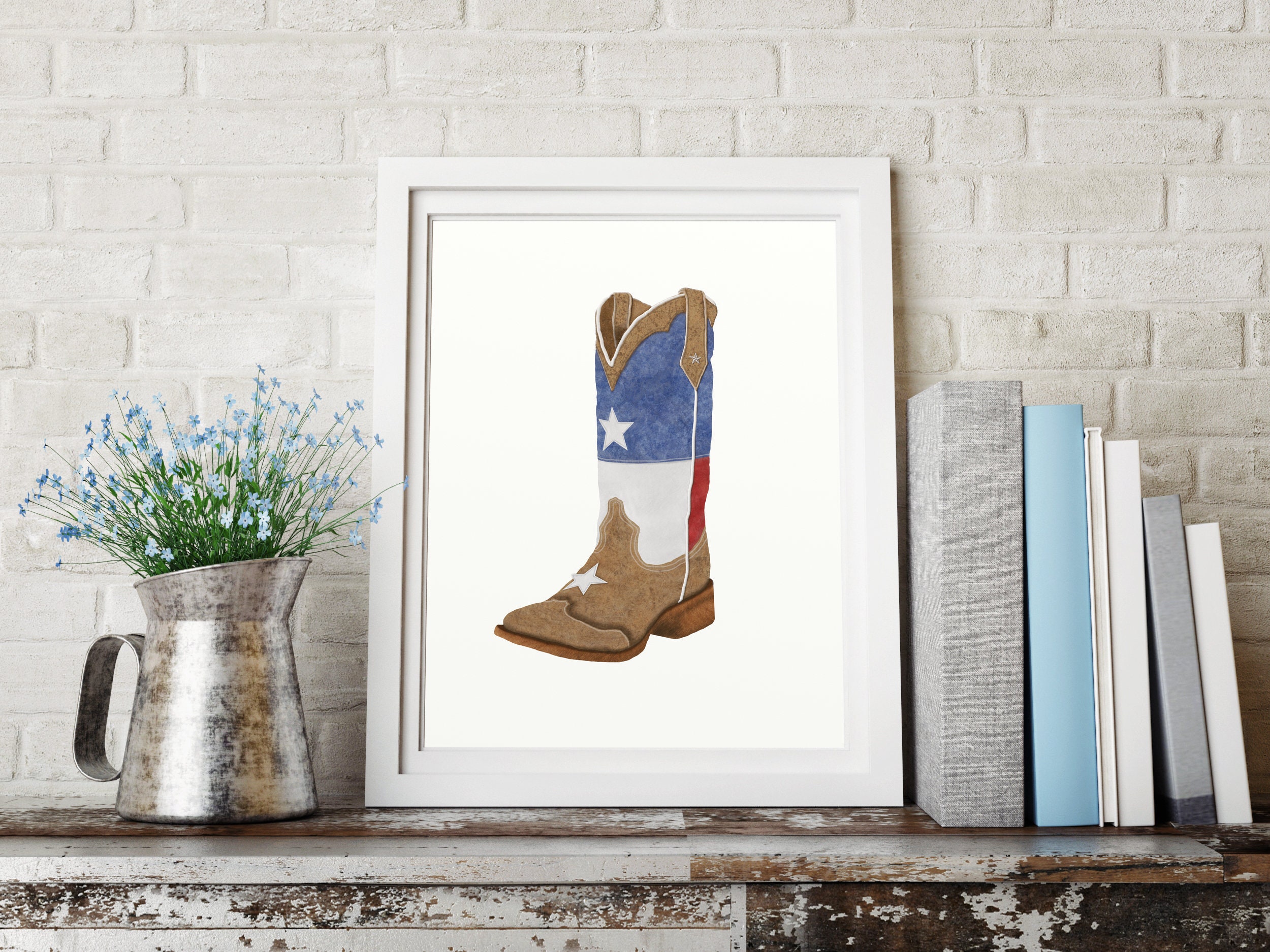 Cowboy Boot Print Western Wall Art Western Art Print Cowboy Etsy