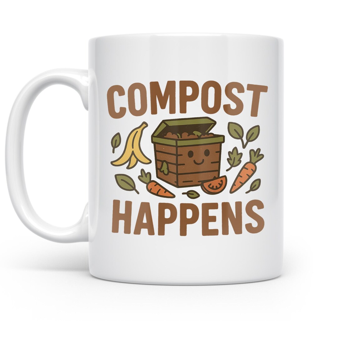 Garden Pun Mug Compost Happens: Rustic Ceramic Coffee Cup, Eco-friendly ...