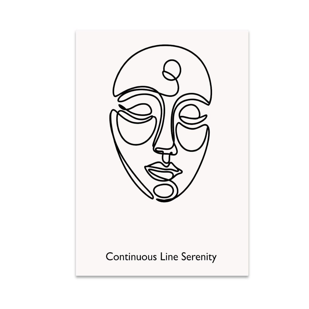 Unbroken Layout Design Unbroken Line Design Serene Poster: Minimalist Monochrome Contour ...