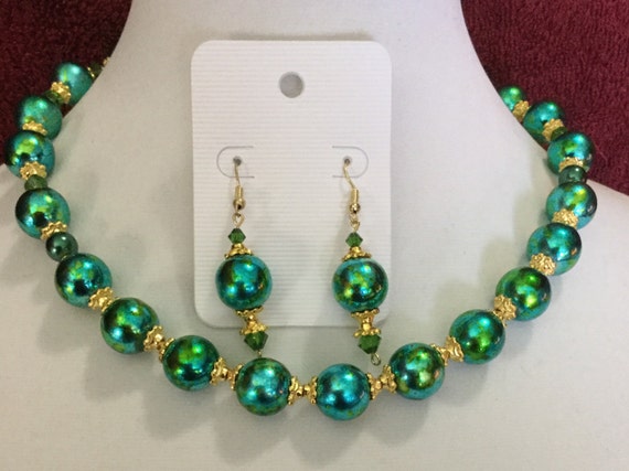 La'Faye Regal Designs by Dana Sizzling Summer Turqouise and Gold  Necklace and Earrings Set