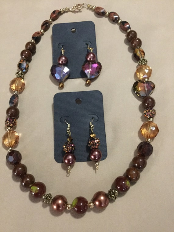 La'Faye Regal Designs by Dana Brown Hearts Necklace and 2 Earrings Set