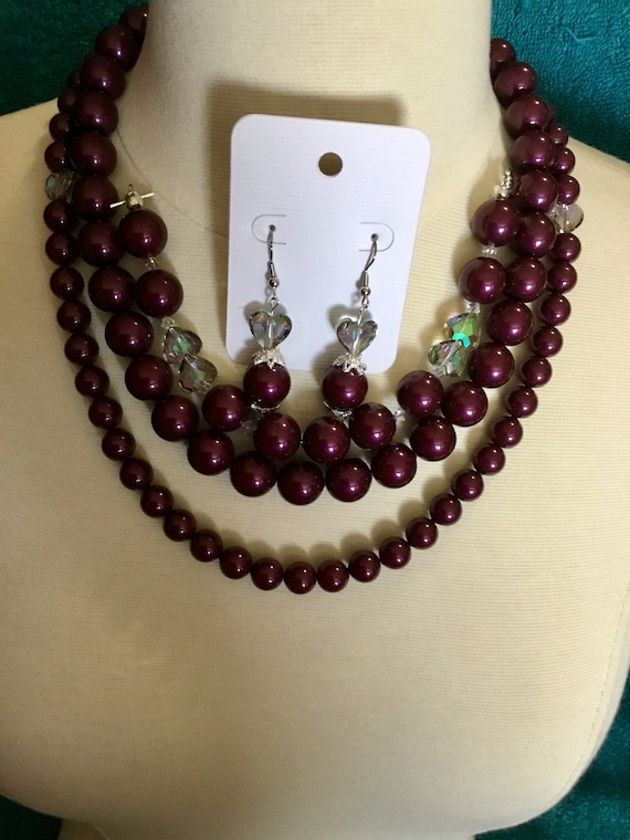 La’Faye Regal Designs by Dana, Blackberry Wedding Collection 2018, 2 Strand Necklace, Bracelet and Earrings
