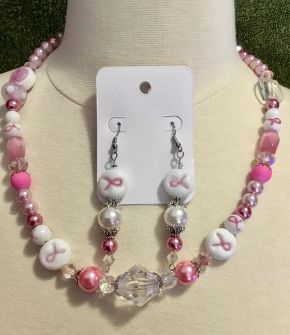 La’Faye Regal Designs by Dana, Pink Breast Cancer Awareness Necklace and Earrings