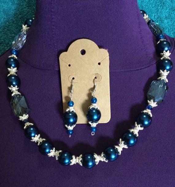 La'Faye Regal Designs by Dana Midnight Blue Crystal Necklace and Earrings