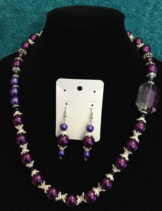 La'Faye Regal Designs by Dana Wine & Royal Purple Necklace and Earrings