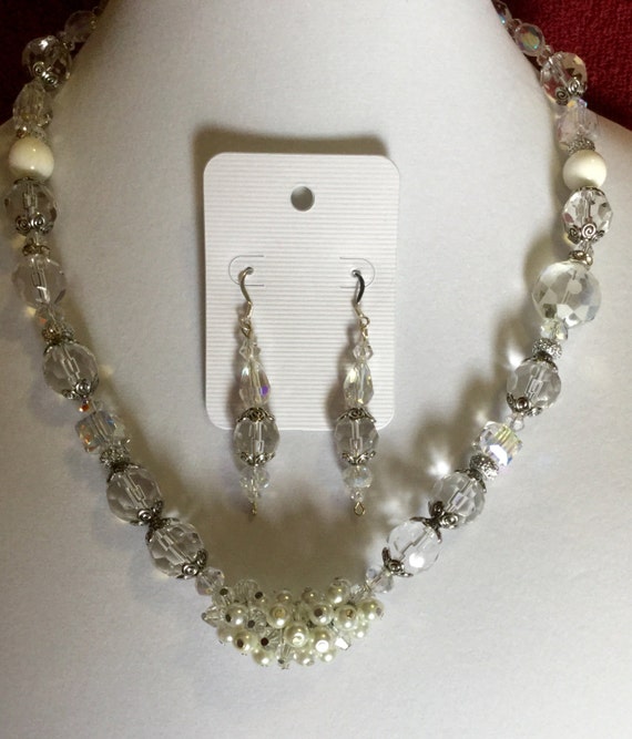 La'Faye Regal Designs by Dana Crystals and White Necklace and Earrings Set