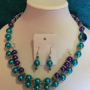 La&#39;Faye Regal Designs by Dana Montana Blue and Purple Necklace, Bracelet and Earrings Set