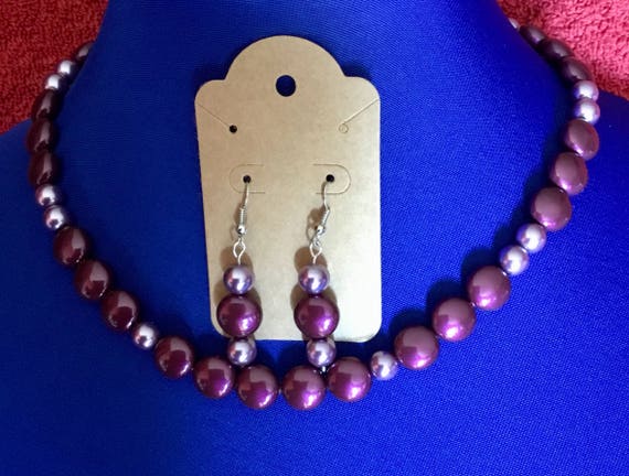 La’Faye Regal Designs by Dana Blackberry & Mauve Necklace and Earrings Set