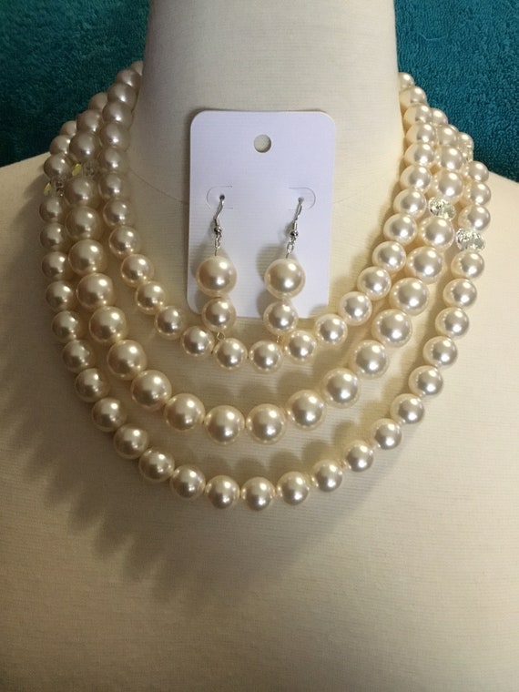La’Faye Regal Designs by Dana Cream Rose 3 Strand Pearls Wedding Collection 2018 Set