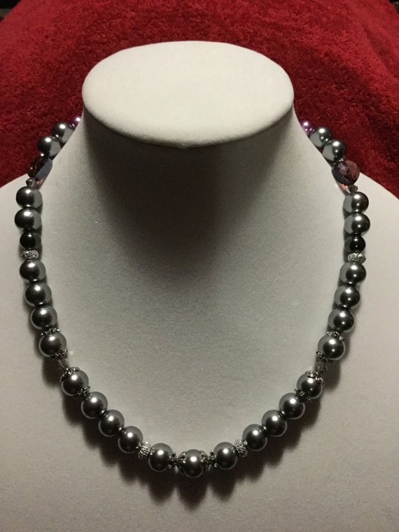 La'Faye Regal Designs by Dana Steel Silver and Lavender Necklace